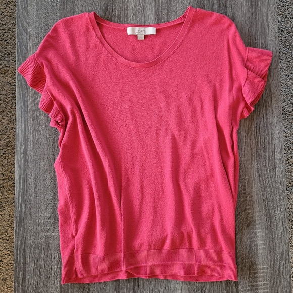 LOFT Tops - LOFT Ruffle Short Sleeve Sweater